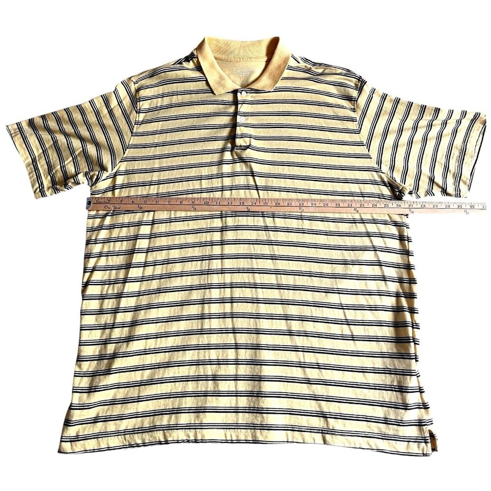 Mens Yellow Striped Polo Short Sleeve Shirt By Covington XXL Cotton Polyester - Picture 2 of 8